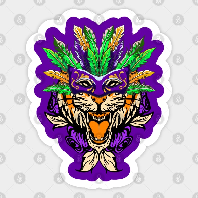 Mardi Gras 2022 Tee Year Of The Tiger Chinese Character Mask Sticker by alcoshirts